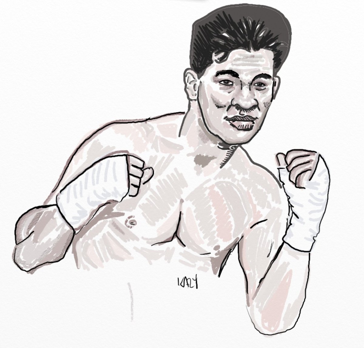 #arturogatti legendary #superlightweight and #juniorlightweight champ between 1995 and 2005 . Famous for his all-out wars with #irishmickyward #artrage #gattiward #boxing #boxingdoodles #fanart #ArtistOnTwitter