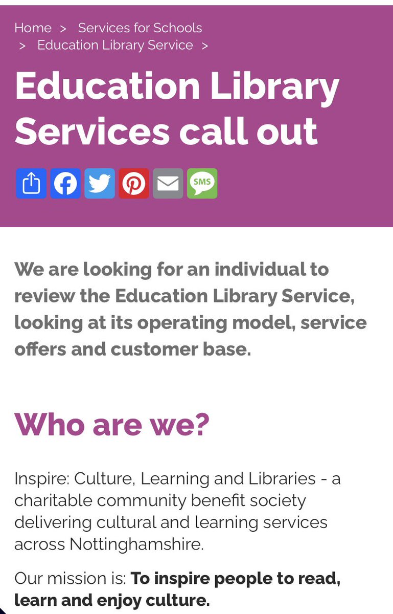 Education Library Service Call Out Have you seen? 👀 We’re looking for an individual to review the Education Library Service looking at its operating model, service offers & customer base. See inspireculture.org.uk/services-schoo…