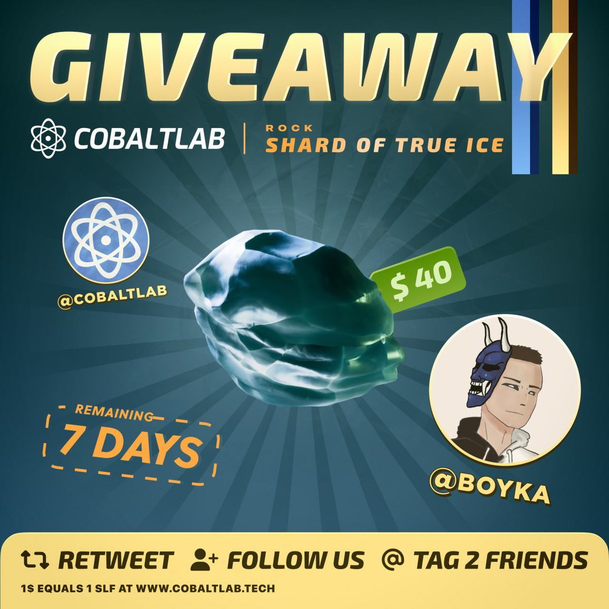 🔥RUST GIVEAWAY🔥 🎁Shard of True Ice ($40)🎁 ➡️ Requirements: ✅ Follow Me & @Cobaltlabrust ✅ Like & RT ✅ Tag 2 Friends ⏰Ends in 7 days⏰ 🍀Good Luck🍀 #Rust #RustGiveaway #Giveaway