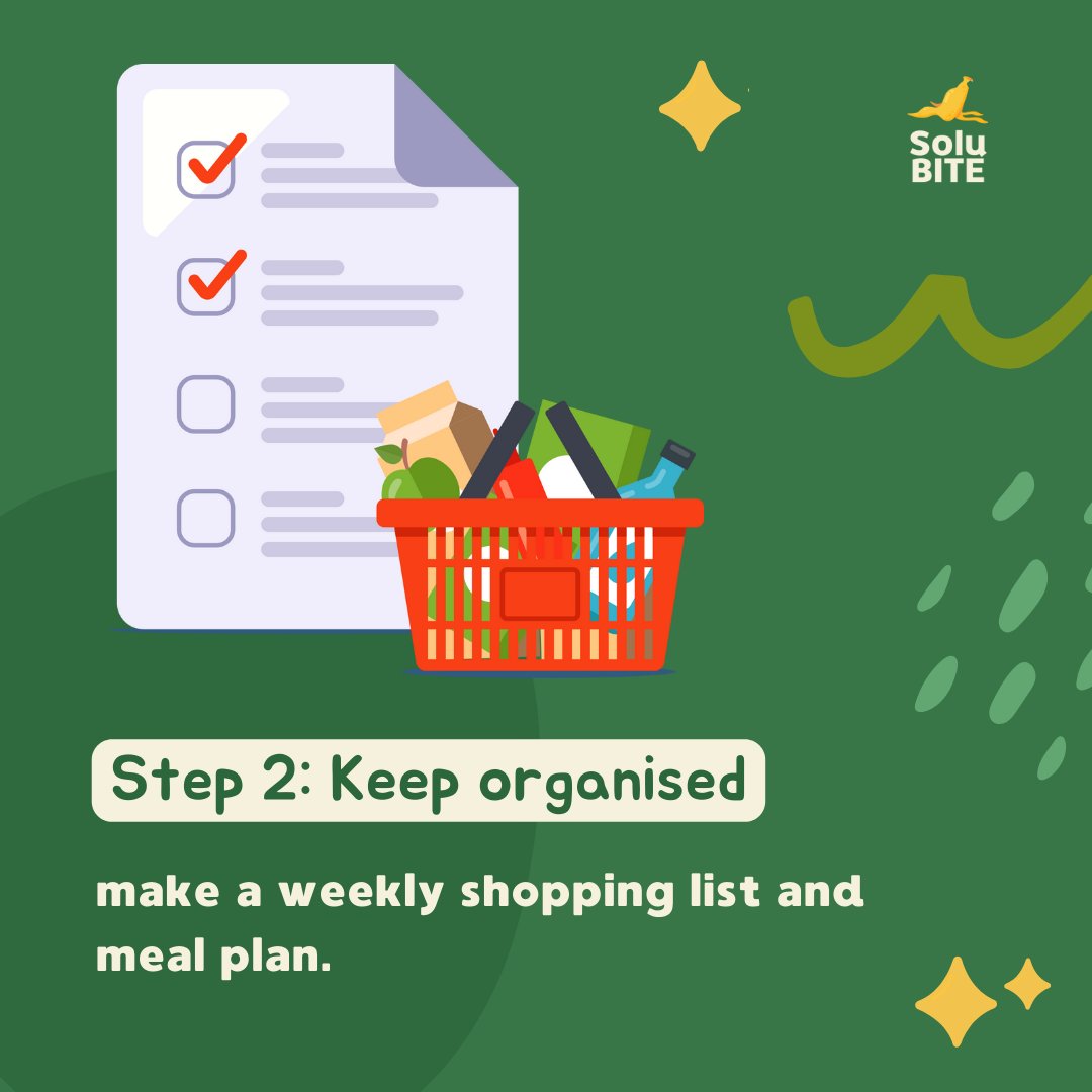 2️⃣ Keep organised, make a weekly shopping list and meal plan.

Cut waste and save money by carefully planning! For a more environmentally friendly kitchen,  let's #MealPlanSmart and #ReduceFoodWaste with @SoluBite_au ! 🌱♻️  #SmartShopping #SaveMoney #FoodWaste #SoluBite