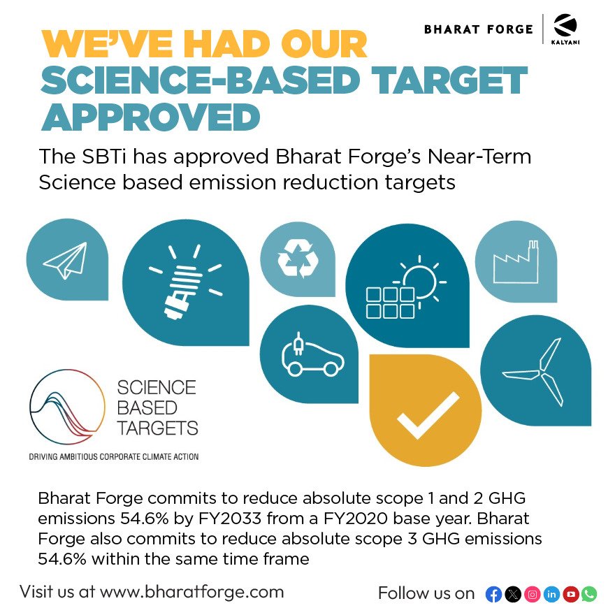 Bharat Forge Limited is proud to share another key milestone achieved in the journey of low-carbon transition.

#EarthDay2024 
#WeareBharatForge #ESG 
#sustainability  #CSR