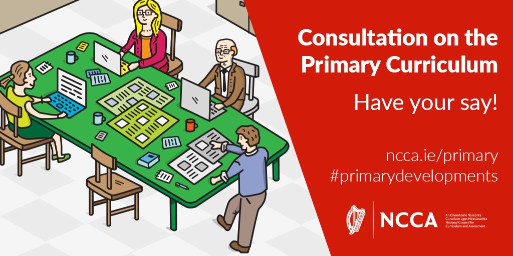 📢Online focus groups organised by NCCA as part of the redevelopment of the primary school curriculum continue this week. The focus groups are specific to the following draft curriculum specifications: 🗓️23 April: Wellbeing 🏃‍♀️ 🗓️24 April: Social and Environmental Education 🌍 🗓️