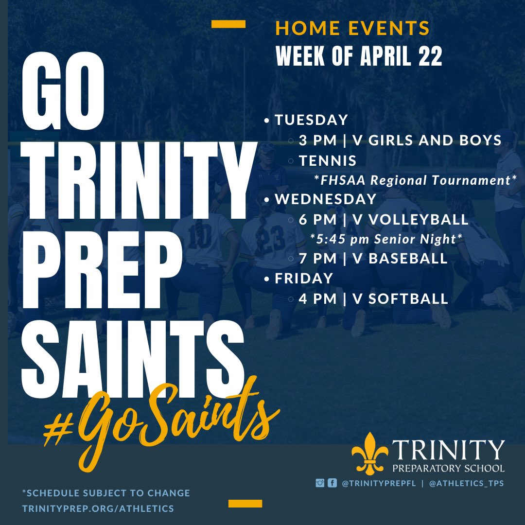 Come out and support our student-athletes and coaches this week! #GoSaints