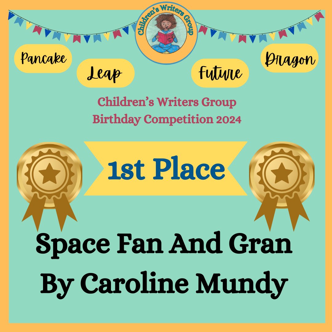 And in 1st Place 🥇🥳
Our 2024 birthday competition winner is… 

**Space Fan And Gran By Caroline Mundy**

Congratulations!!! 🥳

#cwritersgroup #childrenswritersgroup #WritingCommmunity #kidlit