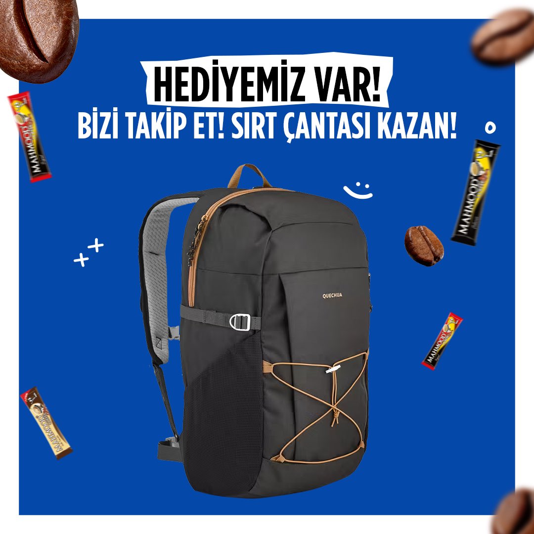 Hediyemiz var!🎁 1 kişiye Sırt Çantası ve Mahmood Coffee kahve seti + 5 kişiye de Mahmood Coffee Kahve Seti hediye ediyoruz!🎒🎉🍃 Katılmak için; ☕️ @MahmoodCoffeeTR hesabımızı takip et, ☕️ Hediye tweetimizi beğen, ☕️ Kahve içmeyi en sevdiğin 3 arkadaşını yoruma etiketle!