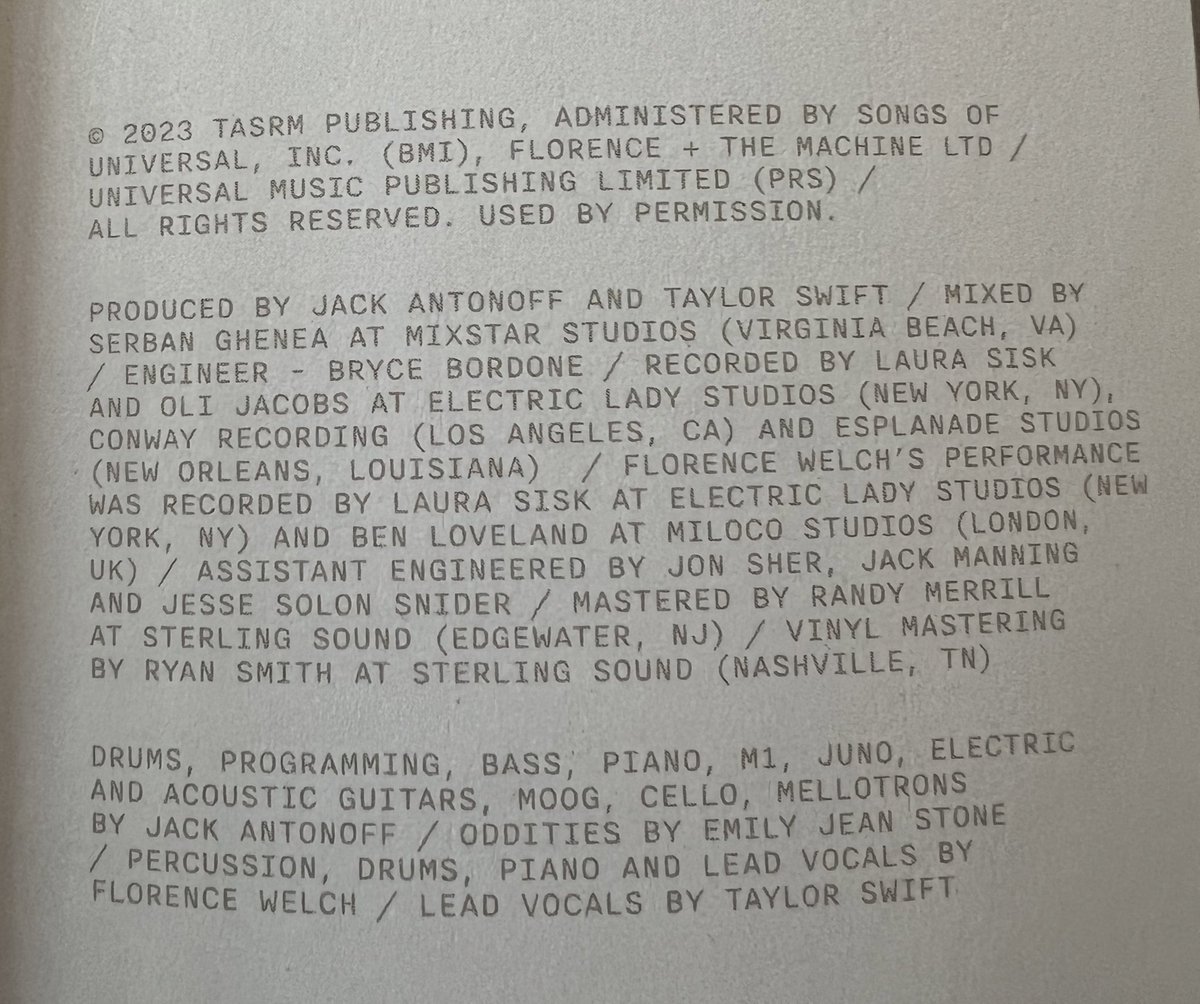 Realized by finally buying a vinyl I can look at the liner notes and see that Emma Stone is, in fact, credited for “oddities” on Florida!!! 😂