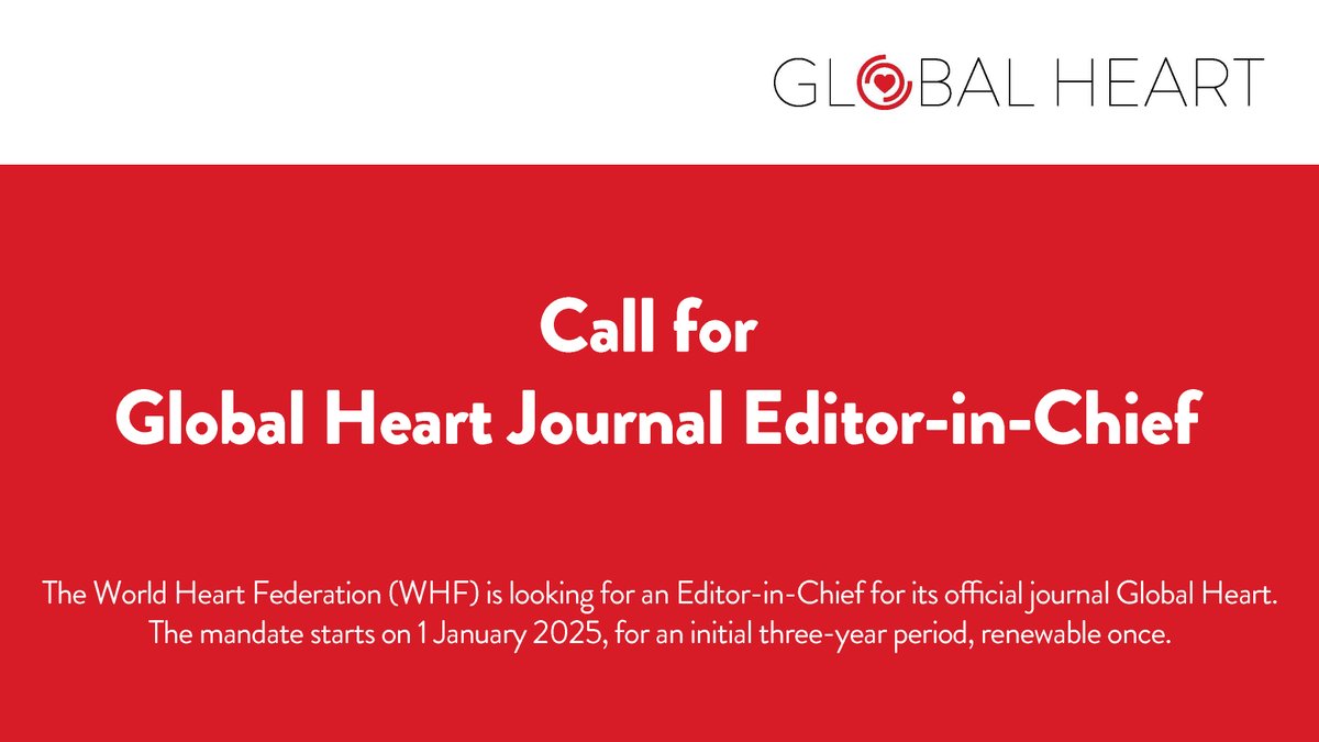 Do you have a unique blend of academic qualifications, professional experience and personal competencies to effectively lead our Global Heart journal? This exciting opportunity might be for you. Find out more: ow.ly/IoxM50RkSCE ⏰ Application deadline: 22 May 2024.