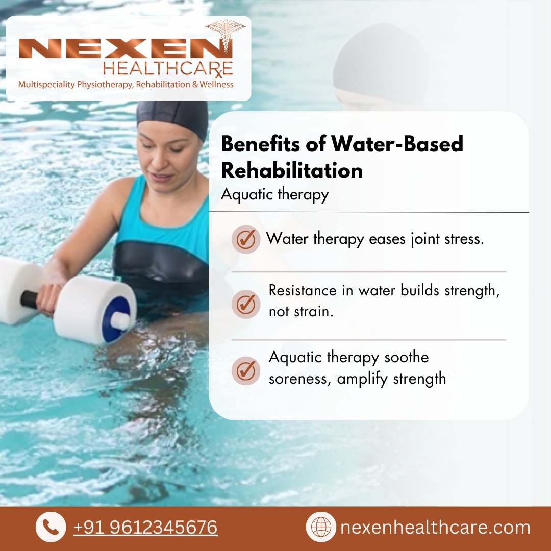 Dive into the benefits of aquatic therapy! 🌊💪 Reduce joint stress, build strength, and soothe soreness with water-based rehabilitation.
.
.
#AquaticTherapy #WaterRehab #StrengthBuilding #JointHealth #NexenHealthcare #RecoveryInWater