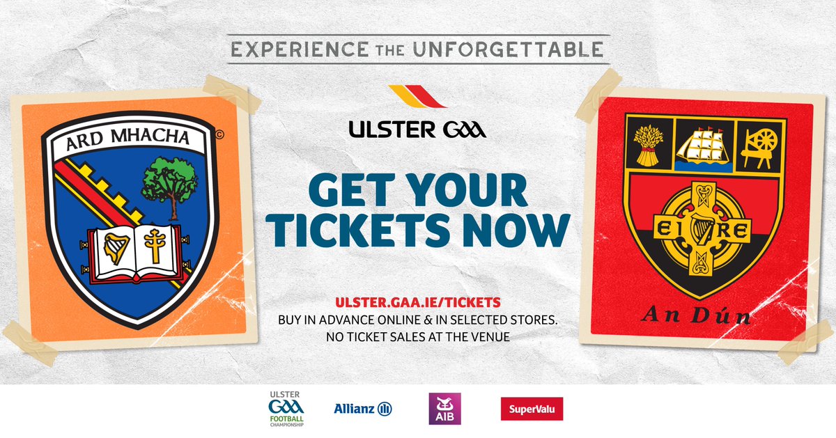 Get your tickets for Armagh🟧⬜️v Down🟥⬛️ in the #Ulster2024 SFC Semi Final at Clones! 🏐🏆 📅⏰Saturday 27th April, 5.15pm 🎟 Buy here 👉 ticketmaster.ie/ulster-senior-… Purchase in advance online & in selected stores. No sales at the venue