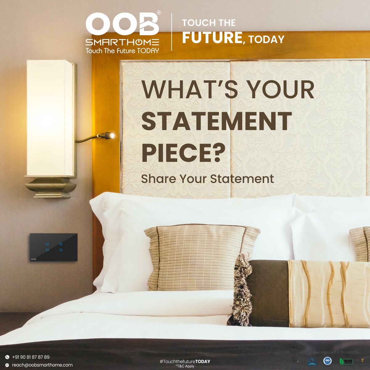 What’s your statement piece?

for quick inquiry call on: +91 90 81 87 87 89
.
.
#oobsmarthome #connectedhome #smarttechnology #viral #sorts #viralshorts #innovation #luxuryhomes #smarthomesystem #homeautomation #touchswitch #TouchSwitches #designertouchswitches #interiordesign