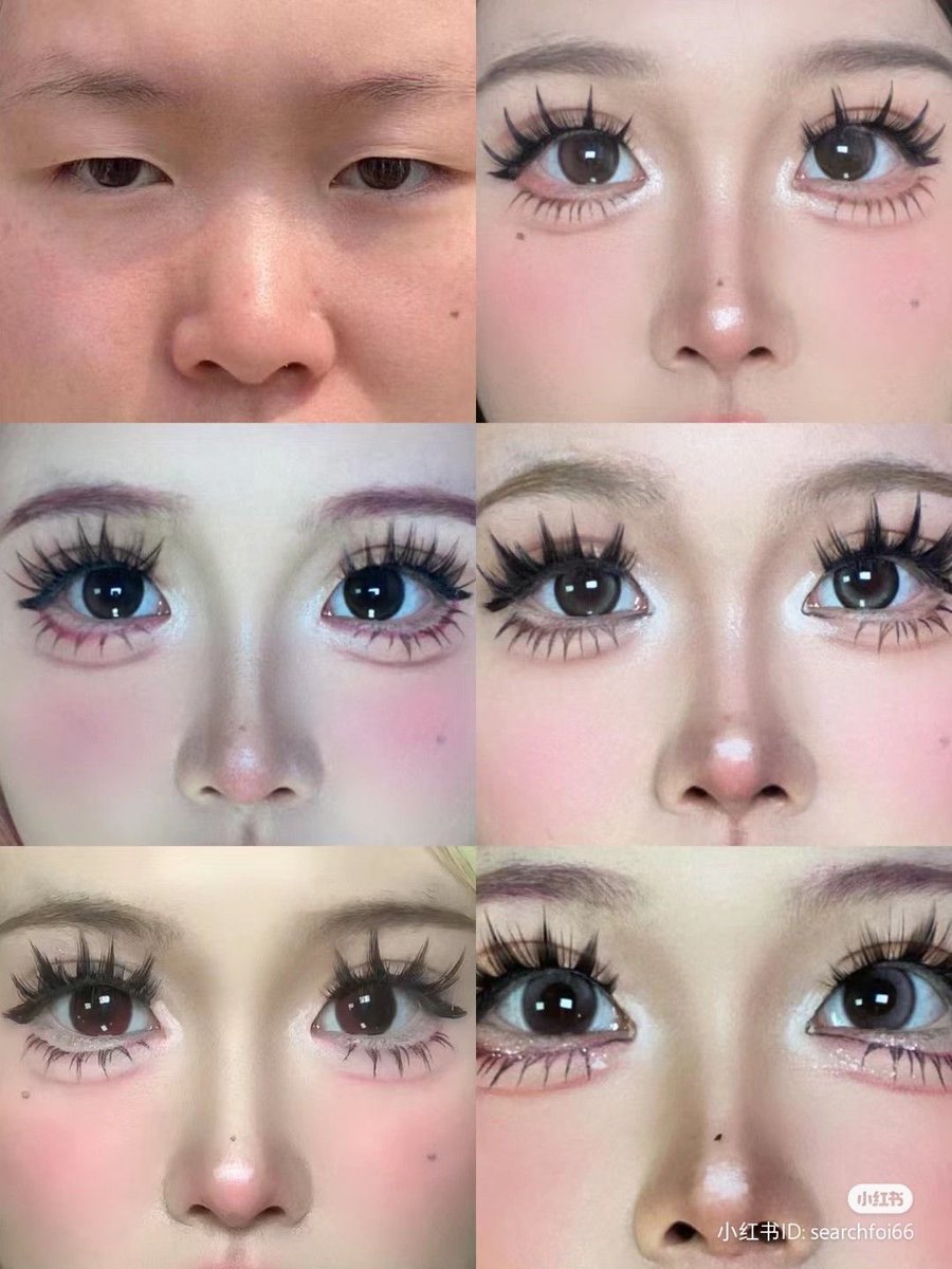 mistyscorpse's tweet photo. for eyeshadow you can use a soft colour for the base like peach or pink, and use a darker shade for the crease like nude or black, then highlight the eyelid and inner corners with some bold sparkly shimmery shadow. shading the bottom crease also really makes the eyes look big ୨୧ https://t.co/LHQeZb19DG