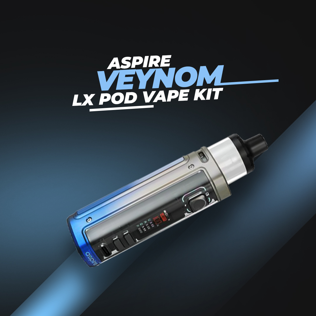 The Vape Giant's Aspire Veynom LX Pod Vape Kit offers superior performance with a 3200mAh battery, adjustable airflow, and refillable pods for a stylish and innovative vaping experience. For order - rb.gy/o3h377 #aspireveynom #vapekit #vapestore #vapeuk #vapingfresh