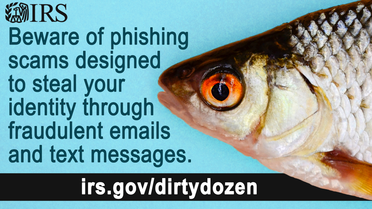 #IRS and the Security Summit warn taxpayers, #TaxPros and businesses about phishing scams designed to steal your identity through fraudulent emails and text messages. Read more on this Dirty Dozen scheme and how to report it: ecs.page.link/ZpNvG