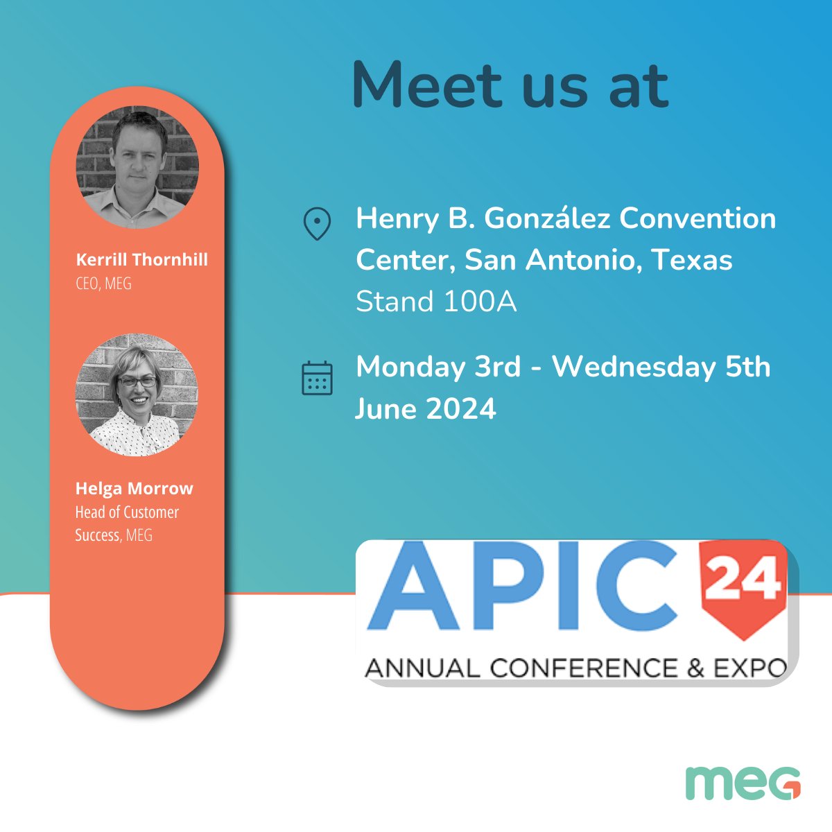 📣We're excited to be 1st time exhibitors @APIC 2024 in Texas this June. Infection Preventionists, if you're attending, stop by the MEG stand to meet our team & learn how our digital Audit & Compliance module is revolutionizing IP&C in healthcare organizations in 20 countries. 🤝