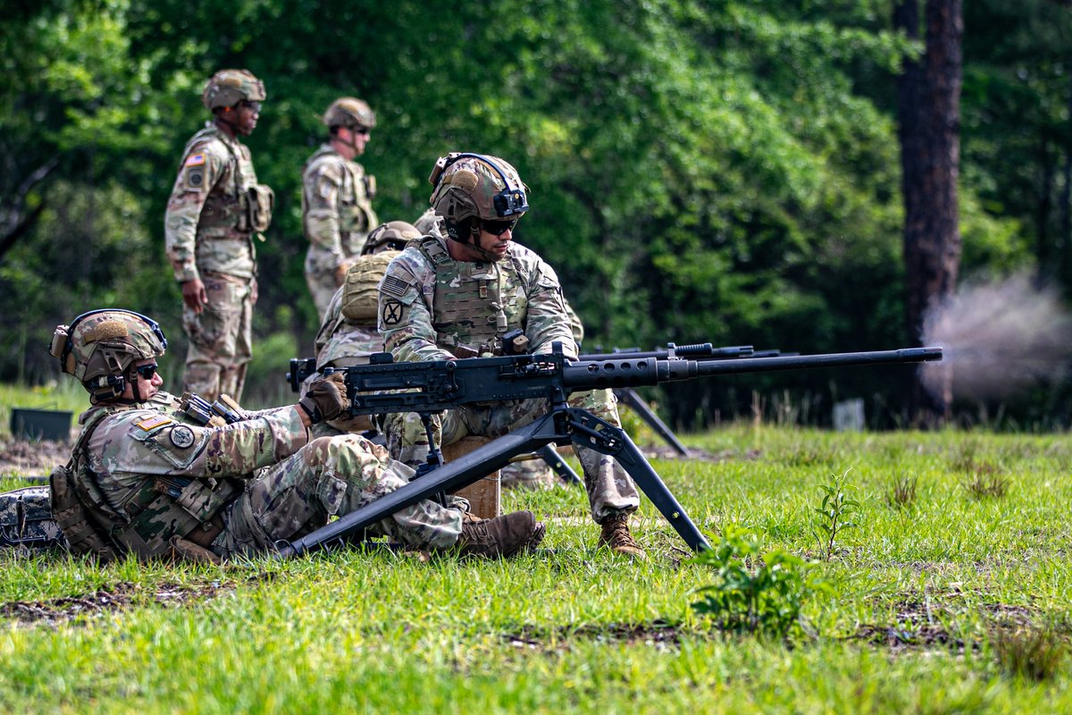 #MondayMotivation A @USArmy Advisor assigned to 2nd Battalion, @1st_SFAB, fires an M2 .50 caliber machine gun, April 17, Fort Moore, Ga. Advisors train to ensure their #readiness to assess, support, liaise, and advise foreign partners. #BeAllYouCanBe #Soldiers @armysfabs