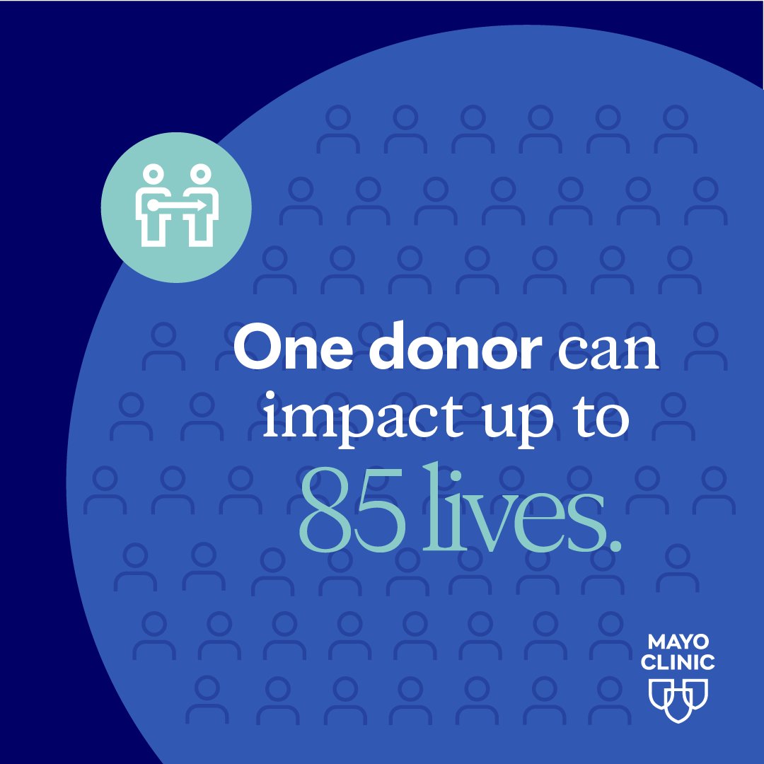 Did you know one donor can help save or heal up to 85 lives? Become an organ donor today. Register now: mayocl.in/3QcFQTf