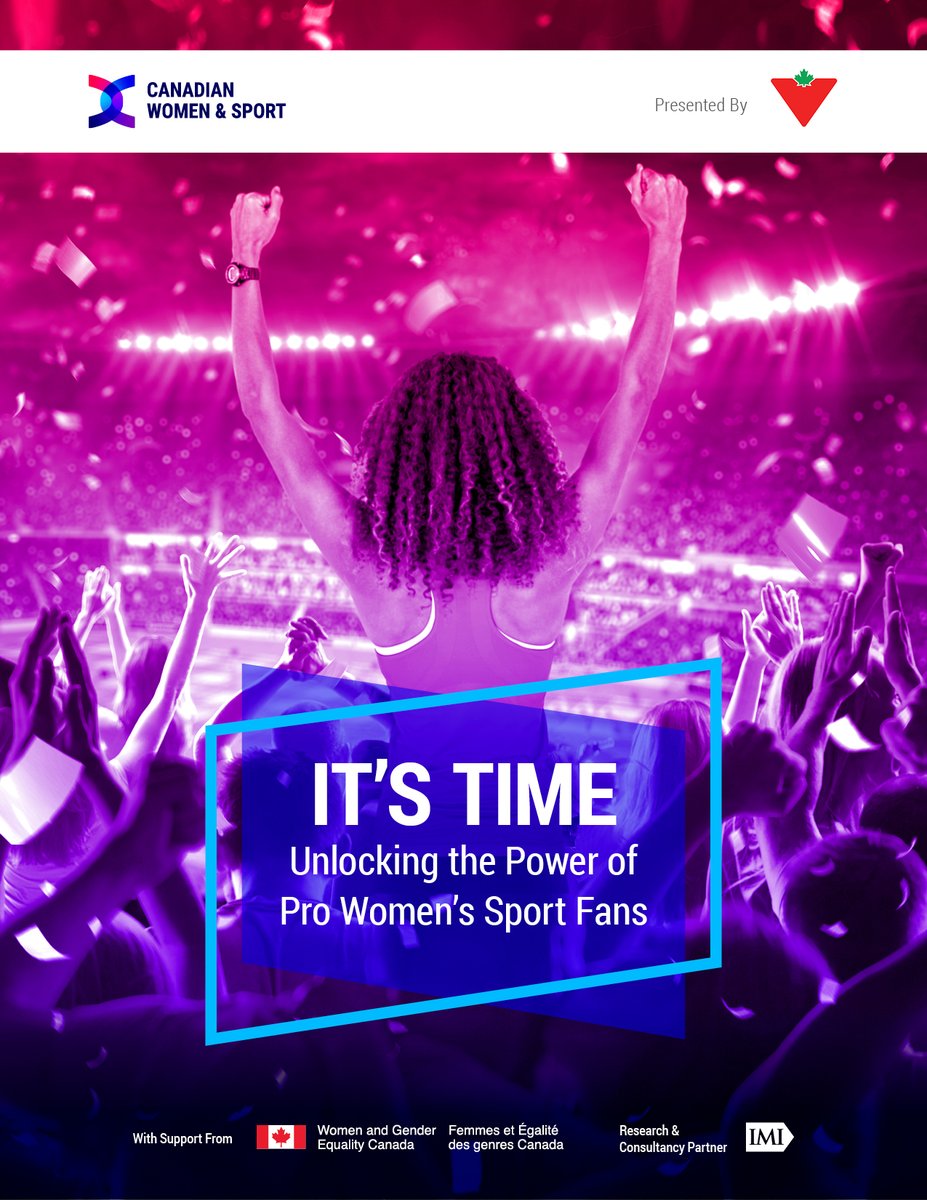 🚨Hot off the press: get our latest research on the tremendous value—current and potential—of fans of women’s sports in Canada. Introducing #ITSTIME Unlocking the Power of Pro Women’s Sport Fans. Download the report: womenandsport.ca/pro-sports @CanTireCorp @WAGE_FEGC IMI