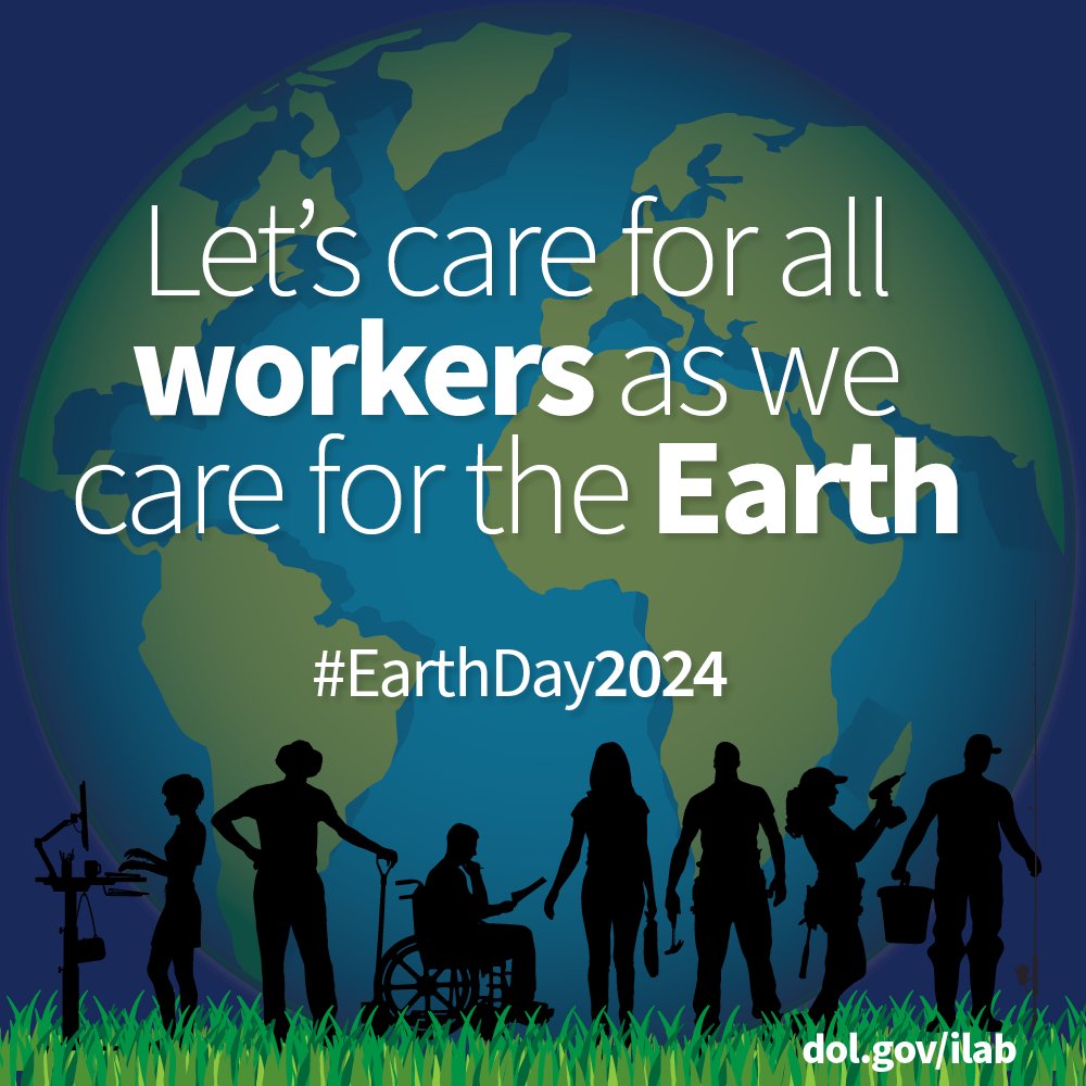 As we honor #EarthDay, we remember that investing in and protecting our planet is vital. To do that, we also must invest in workers and protect their rights in a #JustTransition to a clean energy future. dol.gov/agencies/ilab/…