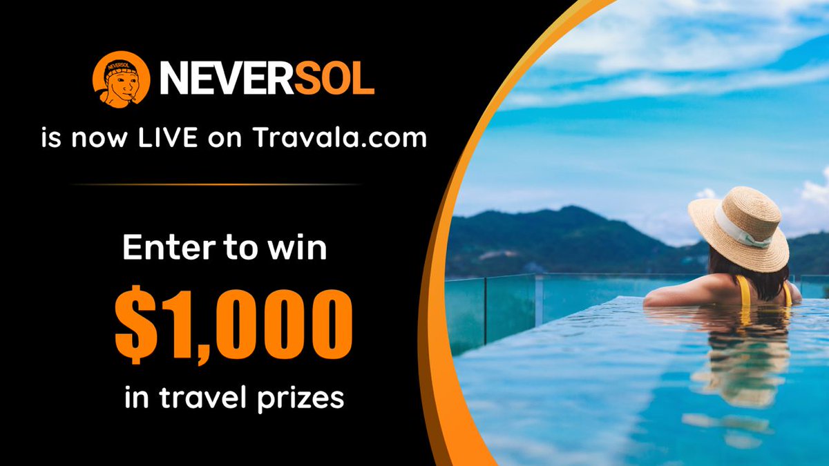 📢BIG NEWS $NEVER IS LIVE on Travala! You can now book hotels, flights & activities and PAY WITH $NEVER ✈️ To enter the GIVEAWAY: 🔹Follow @Neversol_coin & @travalacom 🔹❤️&🔁this post 🔹Tell us your dream destination below 👇 🏆Prizes: 1x$500, 2x$250 Ends Apr29 T&Cs Apply