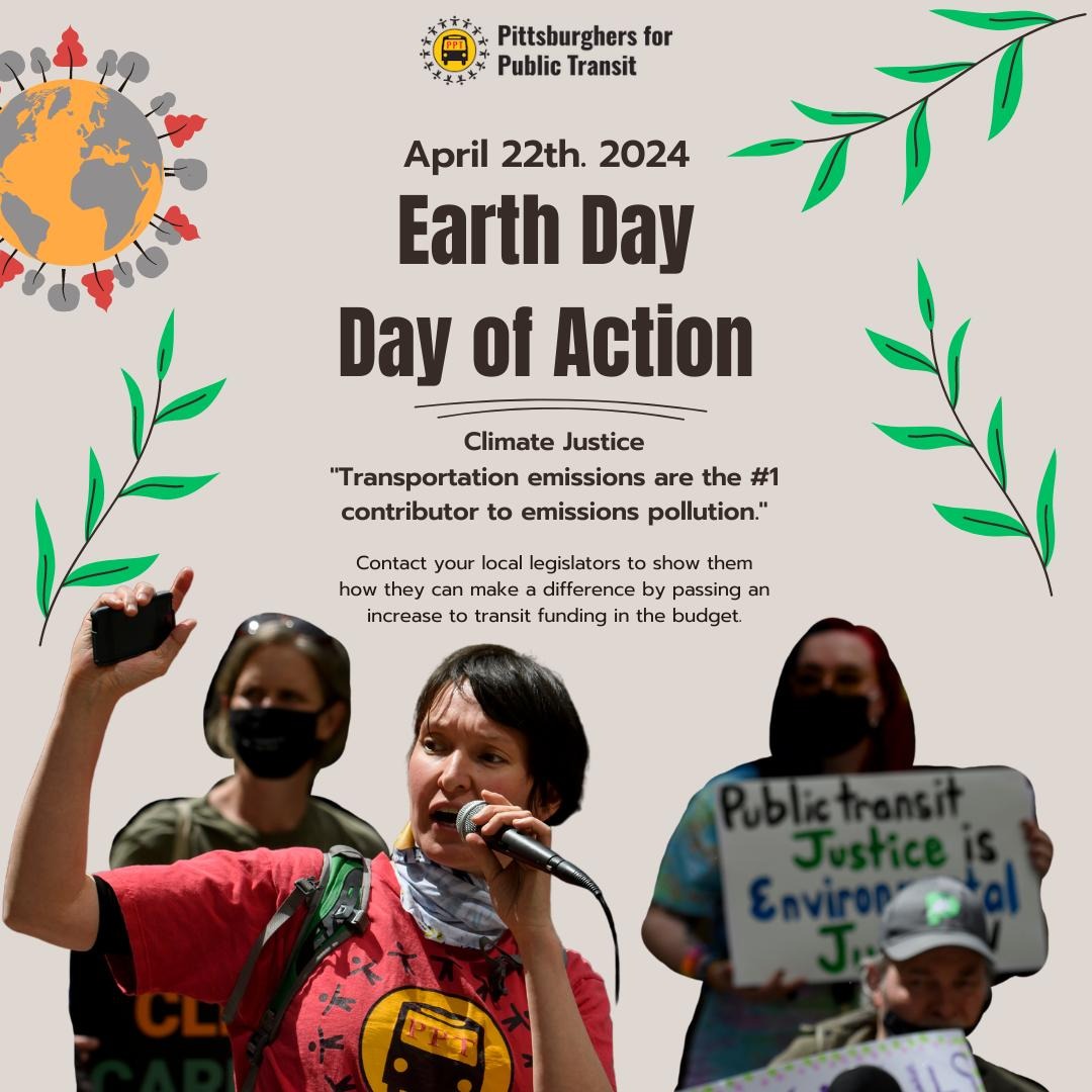 TAKE ACTION 📢 this 🌍 Earth Day! Join us for a digital day of action by tweeting the leaders of the PA House and Senate to demand that they stand up for more money and more transit service across PA! Click to tweet: transitforallpa.org/earthday24/