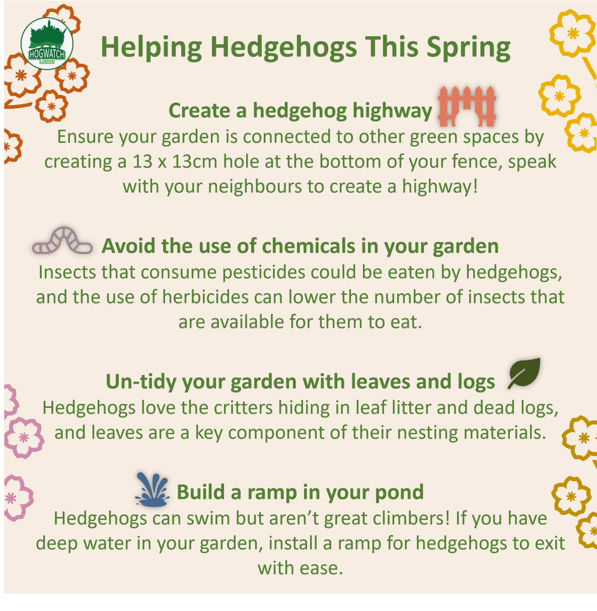 This #EarthDay, why not make a promise to make your garden more #hedgehogfriendly this year!🌍 By improving your garden for #hedgehogs you'll also help support other important wildlife such as invertebrates! Check out some helpful tips below👇#EarthDay2024💚 @OfficialZSL