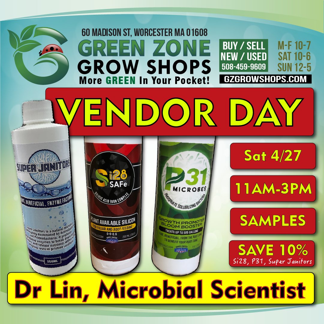 Don't miss out! 📅 April 27, Dr. Lin will share her secrets on using Super Janitors, Si28 SAFe, & P31 Microbes for your garden. Save 10% on these gems at @gzgrowshops! #GZGrowShops #OrganicGardening