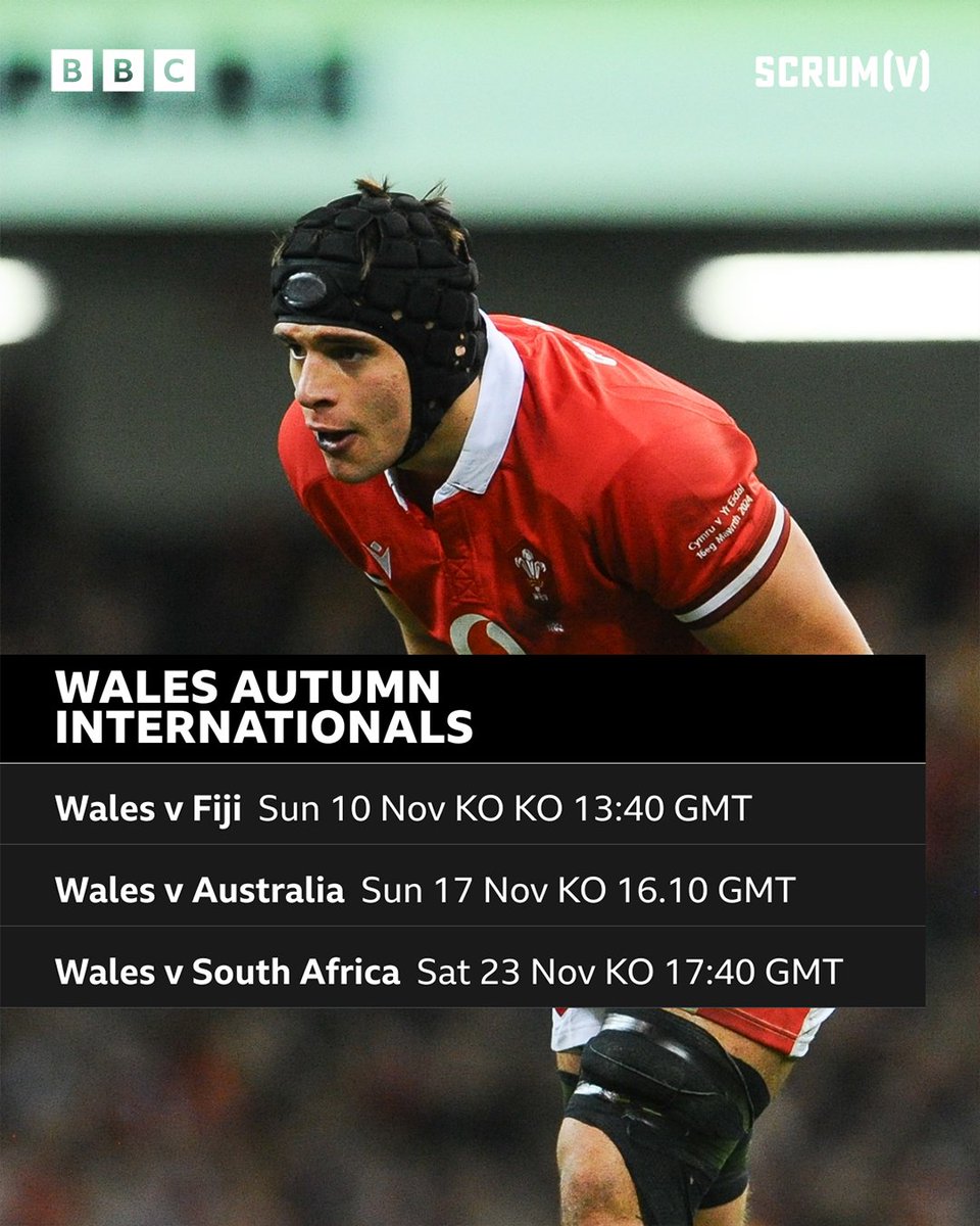The 2024 Autumn Nations Series sees Wales take on Fiji, Australia and South Africa in November 🏉 #BBCRugby