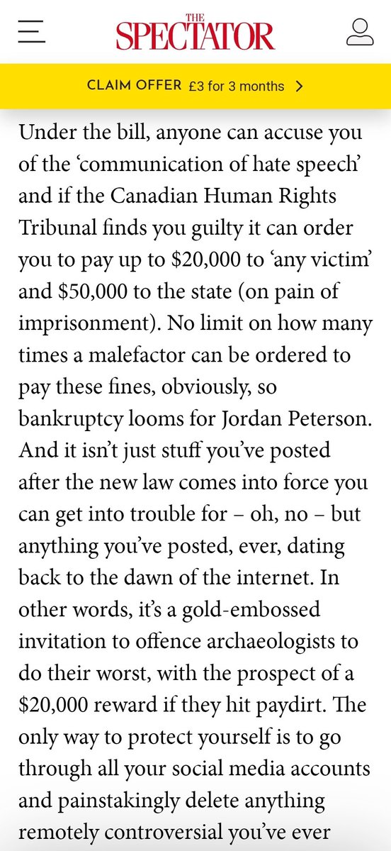 mert's tweet photo. This new Canadian law is the craziest thing I have ever seen in the west

According to this, they can:

- accuse, fine, and jail you for PAST speech (before the law went live)

- put you on house arrest AND take away all communication rights if they even suspect you MIGHT say something they don't like (I.e you haven't done literally anything)

- anyone can accuse you and it's on a committee of bureaucrats called the Digital Safety Comission to solely determine truth 

If you are an immigrant or young person thinking of coming to Canada — I strongly recommend reconsidering