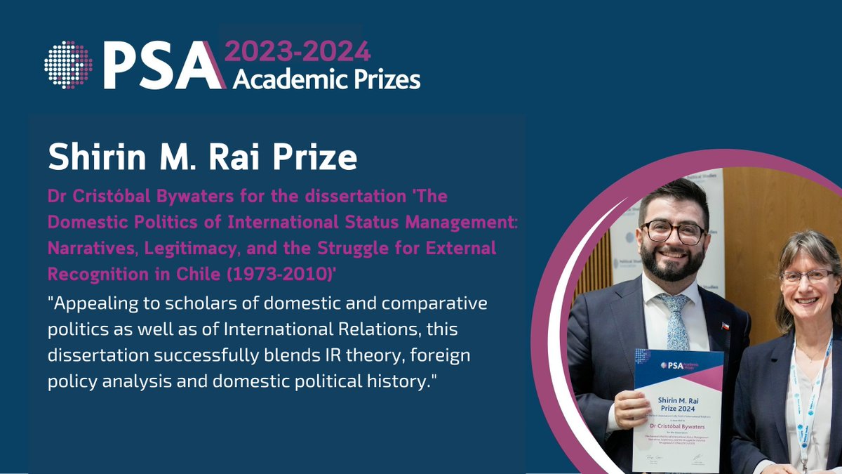 🏆 Spotlight on our Academic Prize winners! This year's Shirin M. Rai Prize for a dissertation in international relations was awarded to @cbywatersc. Many congratulations!! 👏👏 More: psa.ac.uk/psa/news/psa-c…