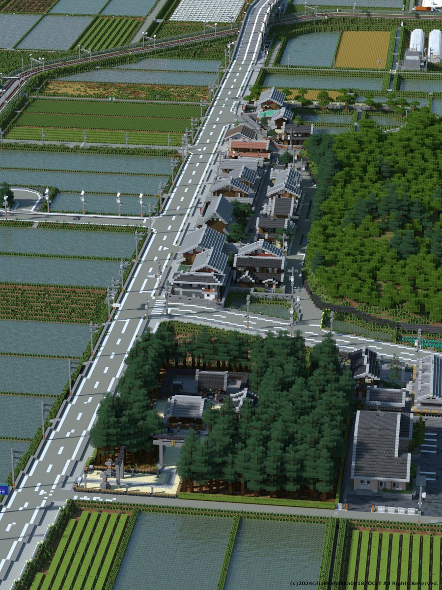 マイクラで制作中の田舎町
道がきれい

#Minecraft #舞神県