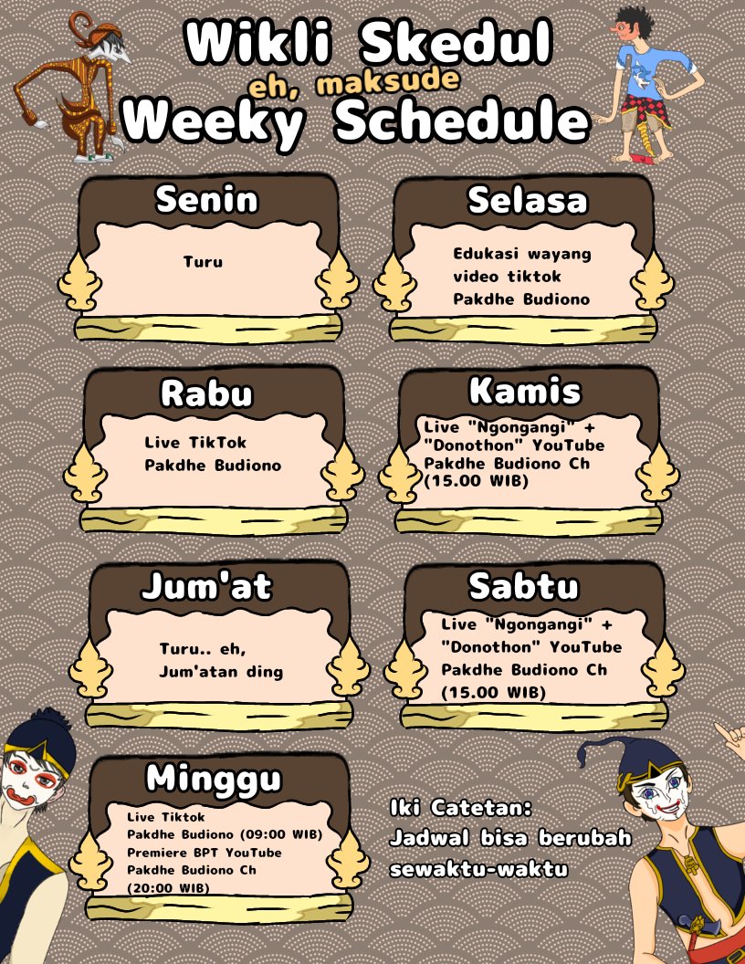 PakdheBudi1's tweet photo. Setor jadwal gaes, kembali ke setelan pabrik. Wes pokoke jangan cuman diliat doang aja gur didelok tok, age merapat dan Subscribe ngunu lah. https://t.co/V6ccYkmUed