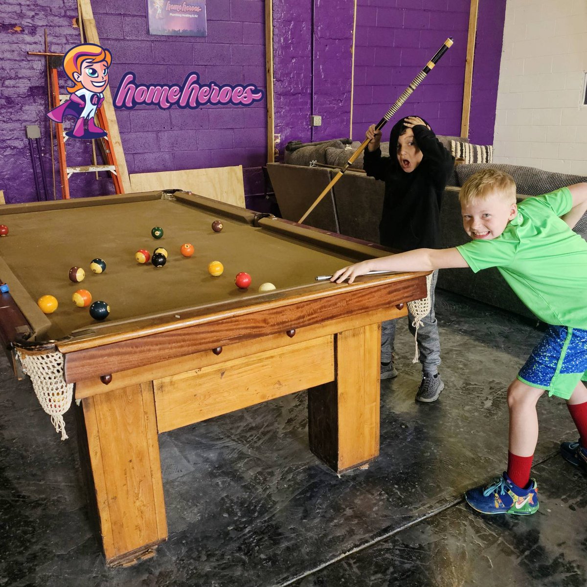 The pool table is a hit for the adults and kids apparently haha 💜💜

#homeheroes #nowhiring #hiringplumbers #nowhiringplumbers