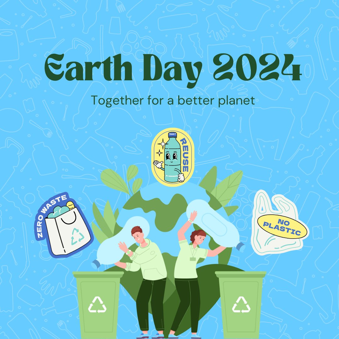 Happy Earth Day! Let's continue to invest in our planet and adopt sustainable practices including reducing plastic use, opting for reusable alternatives, or properly recycling and disposing of plastic waste. Together for a better planet!🙌🤝🌿🌎 #EarthDay2024