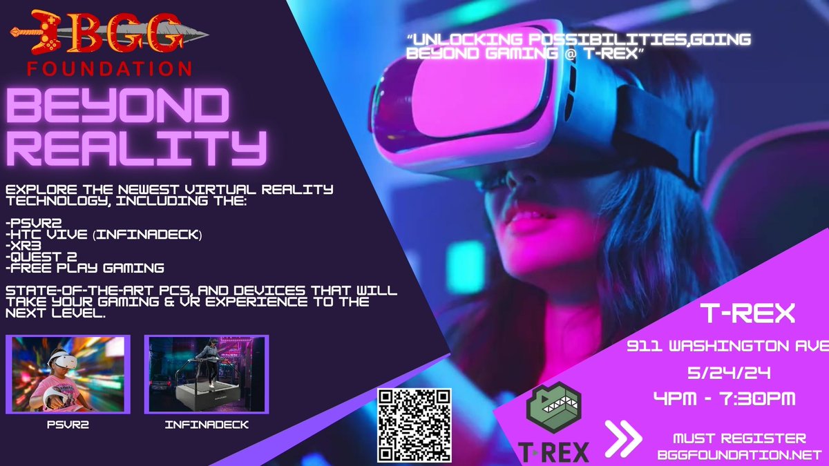 Exciting news, we're teaming up with @bggfndn to bring a unique VR/AR experience to St. Louis youth at T-REX! If you have a child between 12-18 years old, bring them down to T-REX for one-of-a-kind gaming experience! Limited spots. RSVP: tinyurl.com/2s8twfwc #stlouis #vr #ar