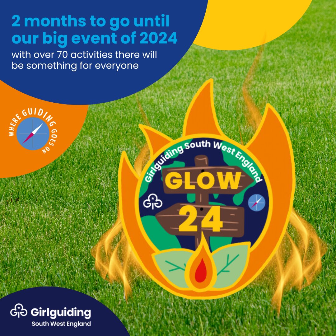 🔥 Only 2 months to go until our much anticipated big event of 2024 and we are so excited to see everyone gathered together. There will be over 70 activities available for people to take part in so there is sure to be something for everyone!

#GGSWE #GirlguidingSWE #GGSWExGLOW24