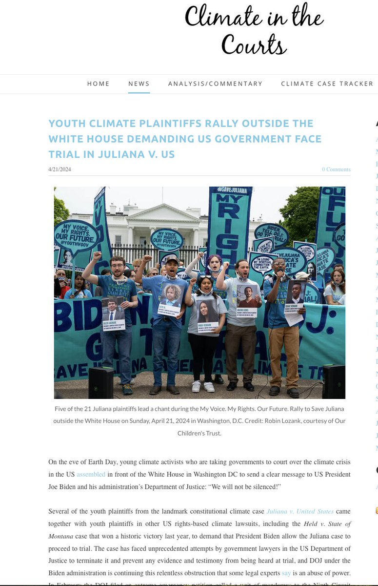“No other case in the history of this country has faced this level of government persecution" - Juliana v. US plaintiff Isaac Vergun, speaking out on his 22nd bday 

Youth across #youthvgov US climate cases rallied yesterday in DC

My news story here 

climateinthecourts.com/news/youth-cli…