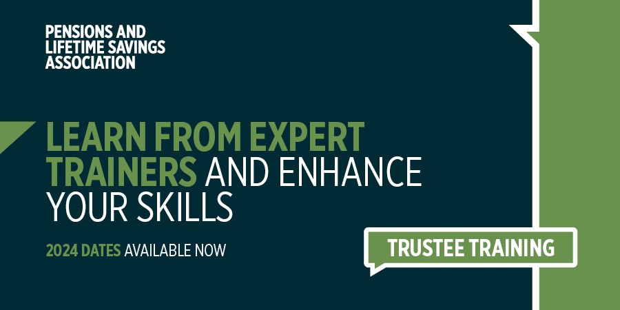 Join us for expertly crafted trustee training sessions designed to support trustees and take their skills to the next level. Our experienced trainers are ready to help enhance your pensions knowledge and understanding. ow.ly/cy7S50RkUMy #PLSA #pensions #TrusteeTraining