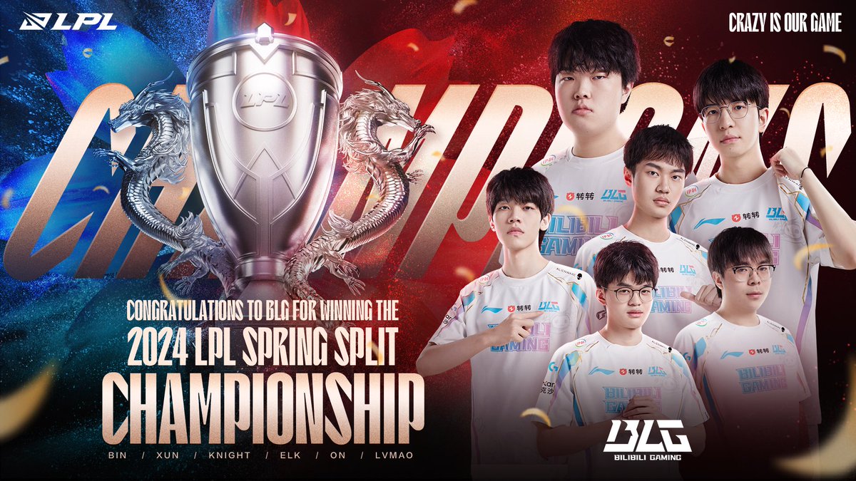 The #LPL just ended and we have a new champion! 🔥 CONGRATULATIONS, @BilibiliGaming, we can't wait to see you at the #MSI2024. 🏆 #BLGWIN @lplenglish