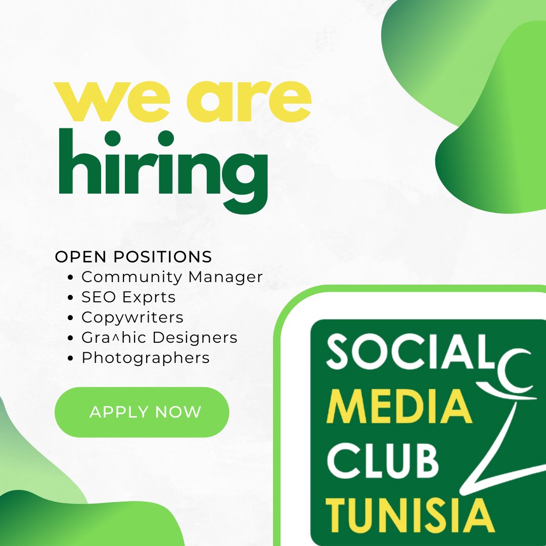 Le Social Media Club Tunisia propose aux recruteurs des profils spécialisés dans le domaine du digital tout au long de l'année pour des postes d'emploi, des stages etc. Si vous recherchez une opportunité, veuillez remplir ce formulaire: bit.ly/smcjobbaord2024