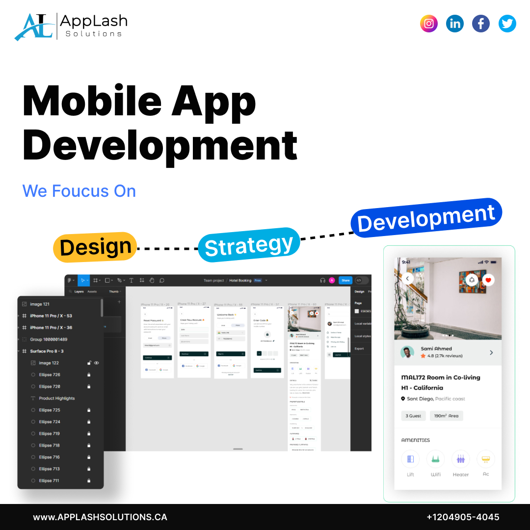 Experience the future of #mobileappdevelopment with us! 📱  We prioritize #design, #strategy, and #development to bring your vision to life. From sleek interfaces to robust functionality, we've got you covered every step of the way. Let's build something extraordinary together!