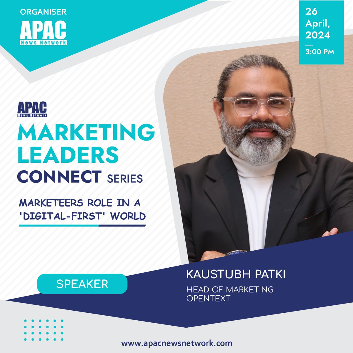 We’re excited! Kaustubh Patki, Head of Marketing, @OpenText will be joining us as a ' Speaker' at the 'APAC Marketing Leaders Connect Series' on 26th April, 2024. #APACMarketing #Marketing #MarketinTrends #DigitalMarketing #CMO