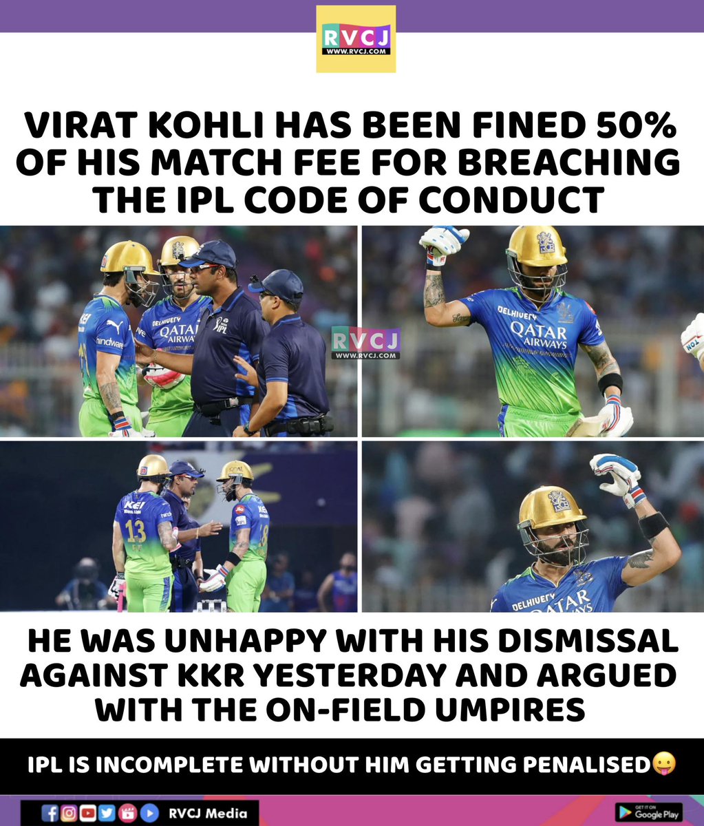 Virat Kohli has been fined 50%