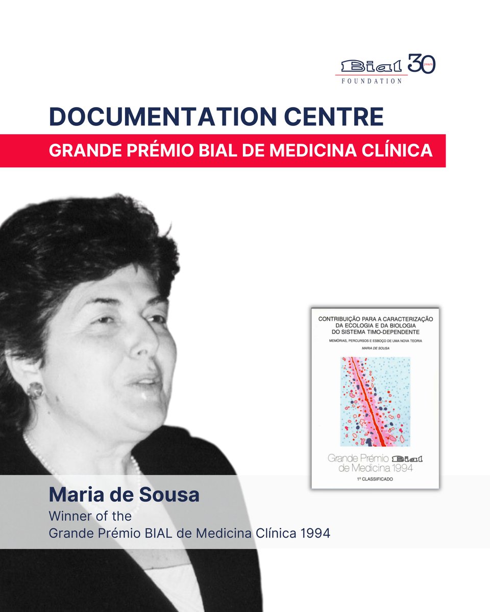 🔬 Maria de Sousa, a great physician, and researcher, who gave her name to the #MariadeSousaAward created by the #OrdemDosMédicos and the #BIALFoundation in her memory, was the winner of the Grande Prémio BIAL de Medicina Clínica 1994. 📜 Learn more about the awarded work…