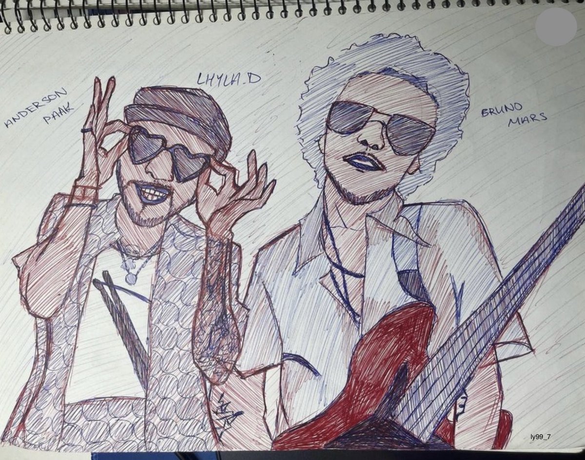 Pen drawing by Ly (ly99_7 on IG) #BrunoMars #AndersonPaak #SilkSonic