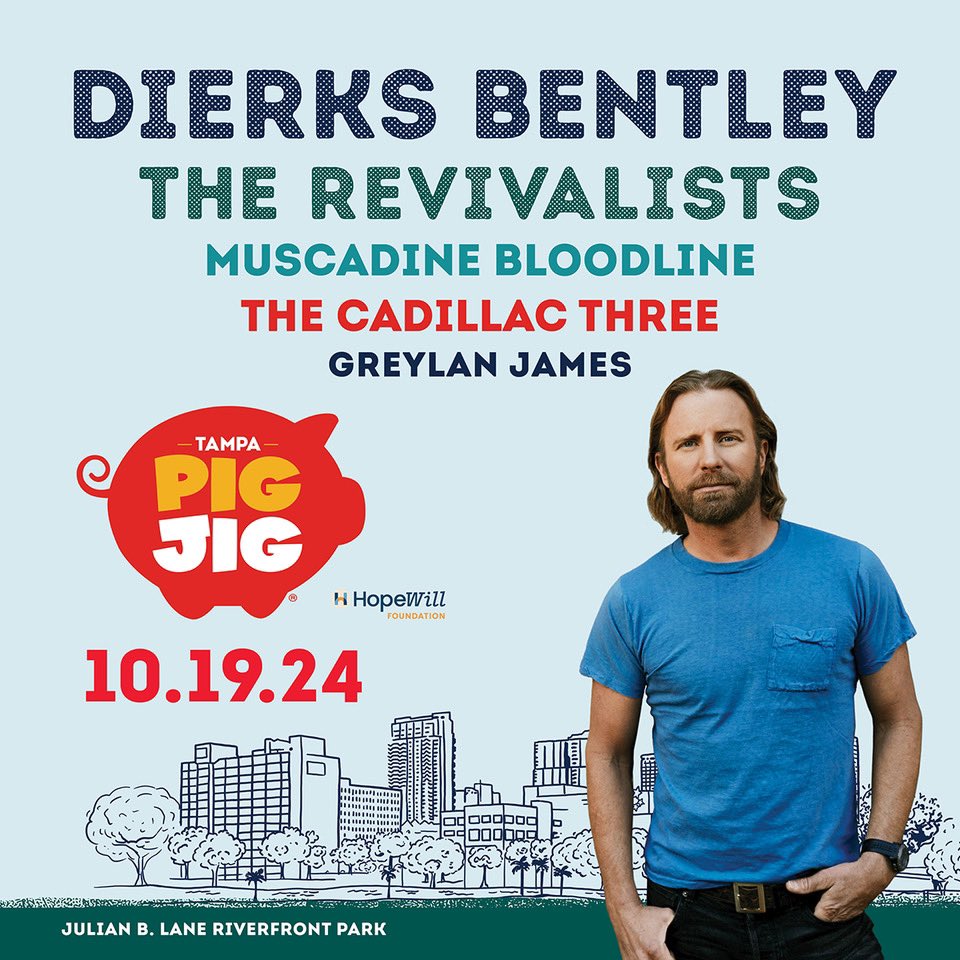 Get ready to rock out with 3x CMA-Award-winning superstar @DierksBentley, American rock band @therevivalists, country duo @MuscadineBLine, ACM nominated @thecadillac3 and breakout Country star @greylanjames.