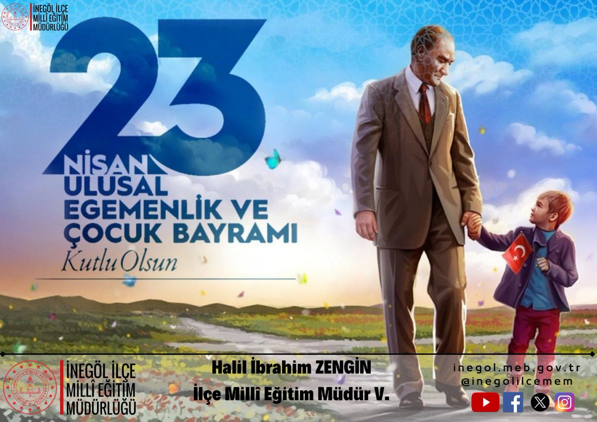 inegolilcemem's tweet photo. 23 Nisan Ulusal Egemenlik ve Çocuk Bayramı ve TBMM'nin açılışının 104. yıl dönümü kutlu olsun.

#tcmeb @halilbrhmzengin @inegolilcemem #inegolilcemem https://t.co/ESzTEFXRe3