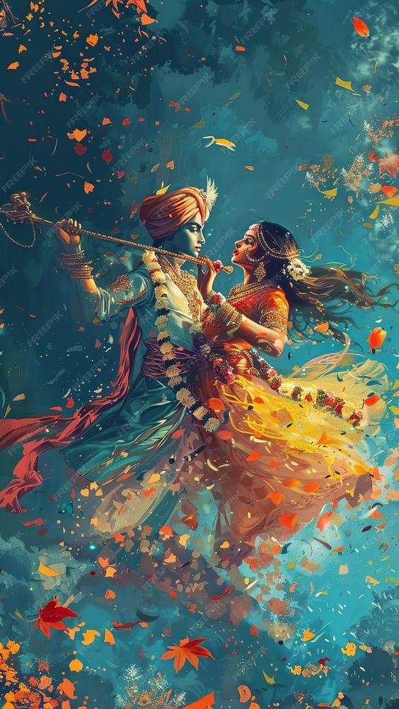 We're little children. Sri Krsna stands on one side of us as we walk and Radharani on the other. We all hold hands and count one, two, three. They lift us off our little feet and into the air, and we swing forward. We laugh our little heads off. 'Do it again,' we say. 'Once more'