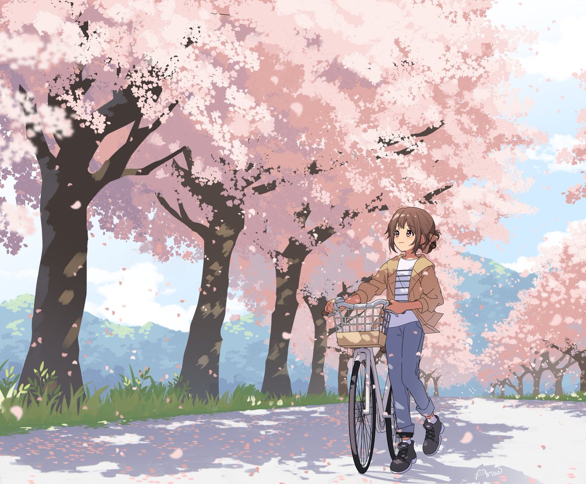 「桜並木 #創作 」|Arisa🐧のイラスト