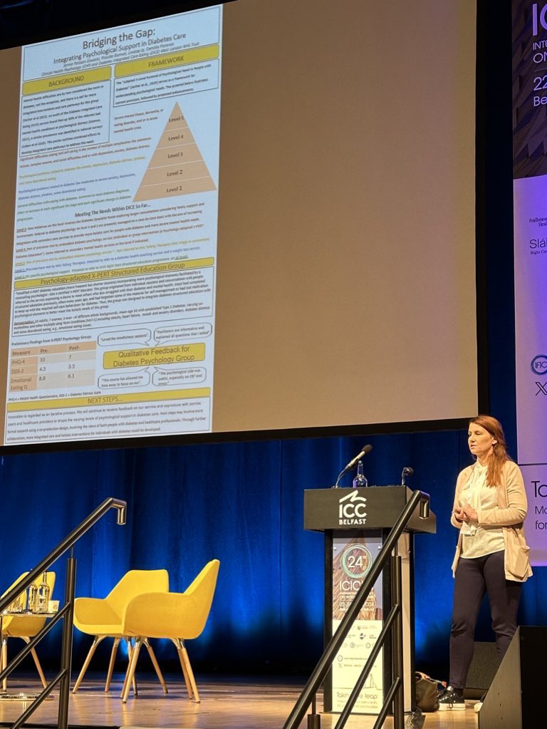 Presenting her abstract on the main stage of @IFICInfo #icic24 Jennie Persson Sowacki describes how her @EalingPartners @westlondonnhs work in Southall provides #integratedcare between #mentalhealth and #type2diabetes + links with other education, coaching and @NHSEalingTT