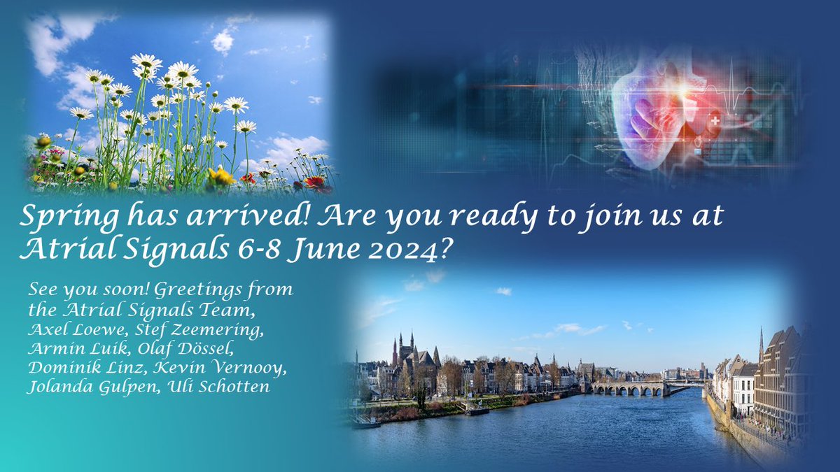 Spring is there! Join us at Atrial Signals in Maastricht, June 6 to 8, 2024! Check the program and register here: aanmelder.nl/142090 #afib,#atrialfibrillation, @CARIMMaastricht, @afnet_ev @PersonalizeAF, @H2020Maestria, @DGK_org , @EHRAPresident